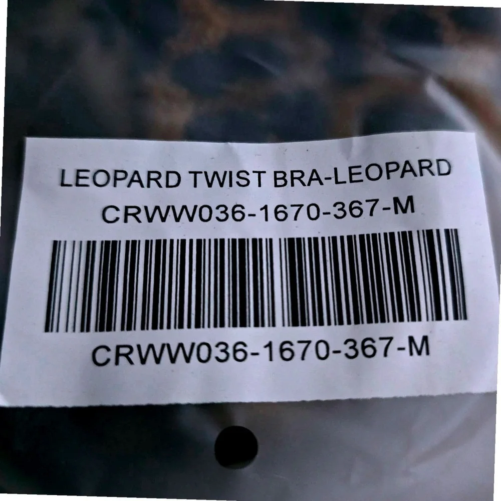 Civil regime Leopard Twist Bra Top White Rose Logo Athletic Medium